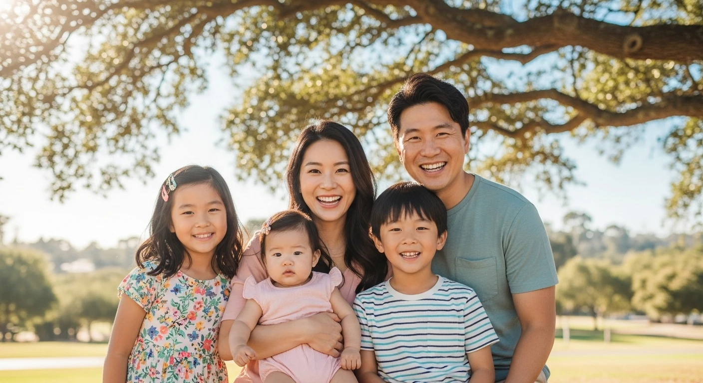 가족이 환하게 웃는 모습
