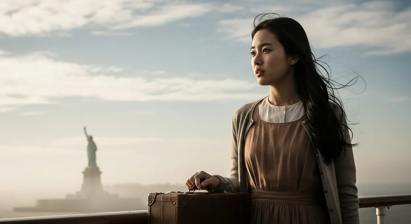 미국으로 떠나는 여성