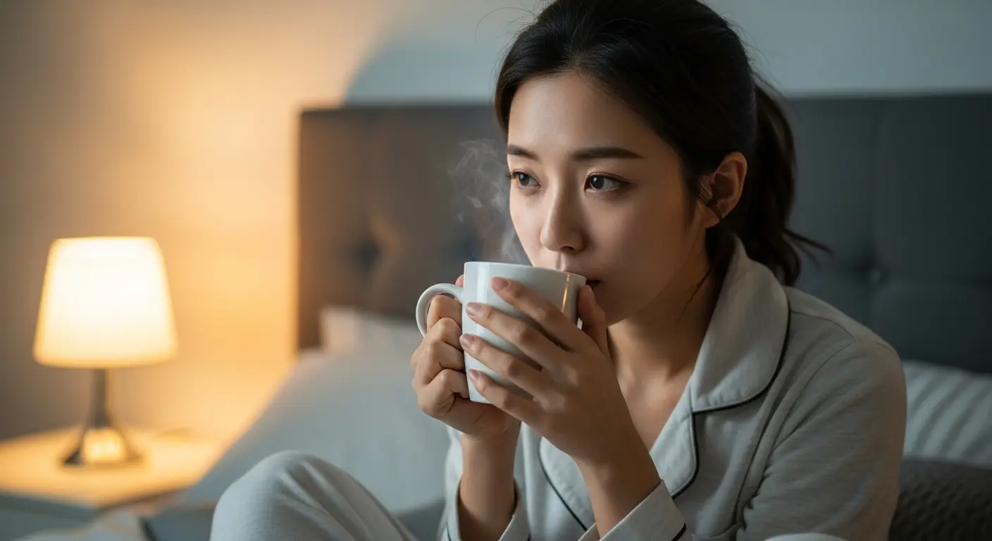 차를 마시는 여성