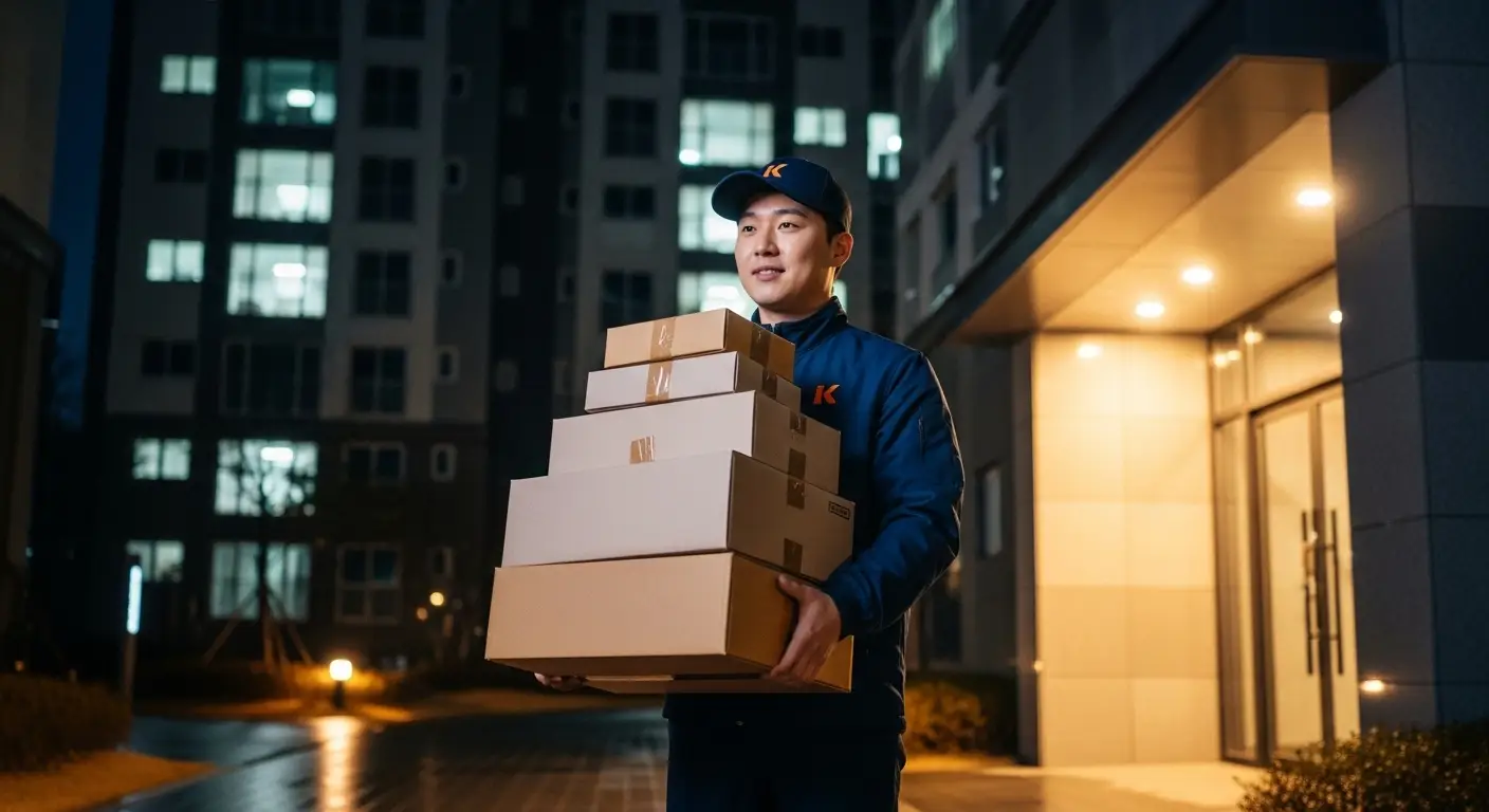 야간에 배송을 하는 배송기사