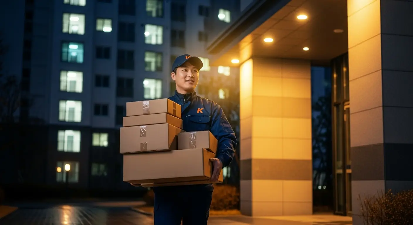야간에 배송을 하는 배송기사