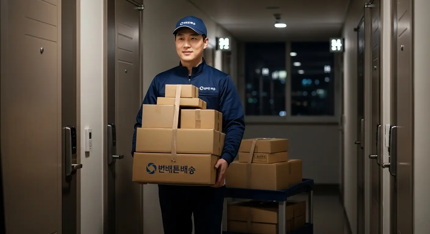 야간에 배송을 하는 배송기사