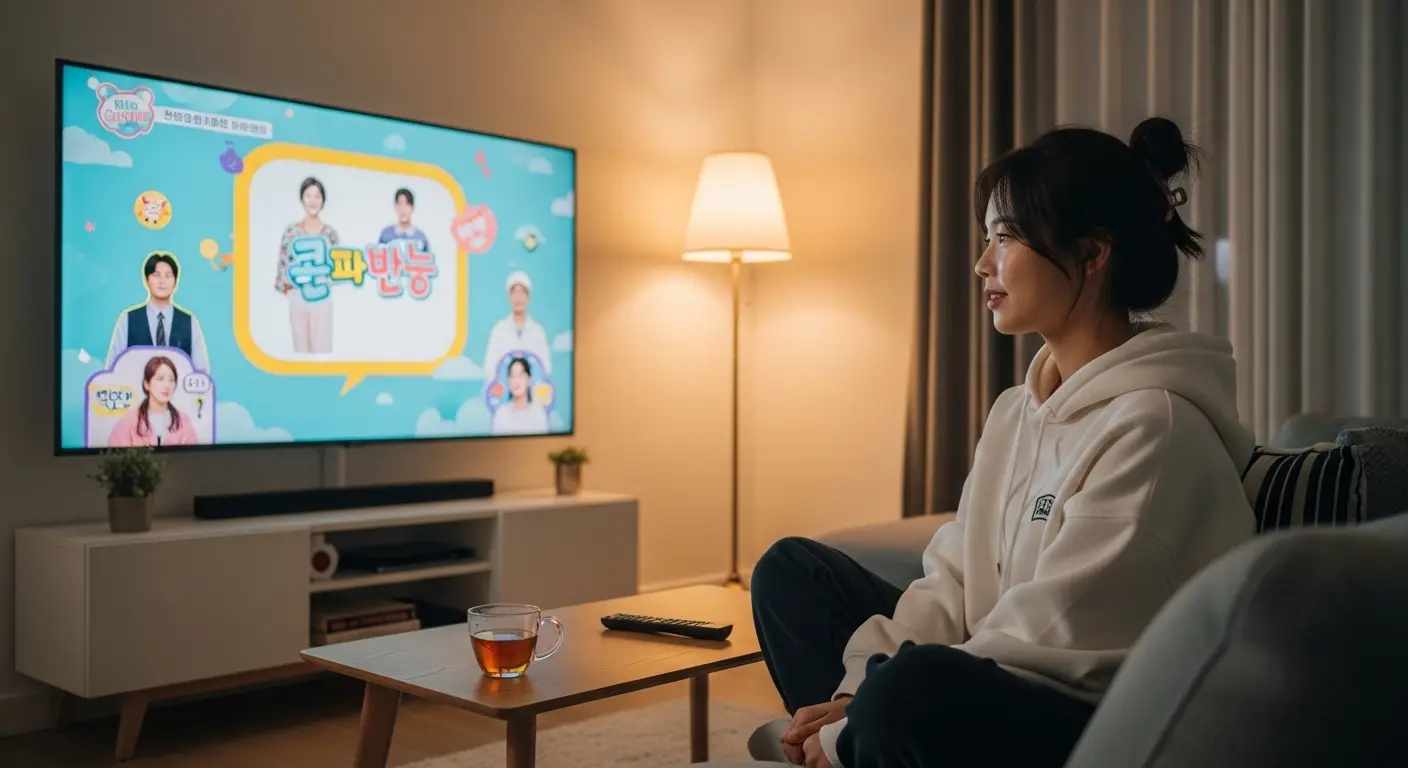 티비를 시청하는 여성