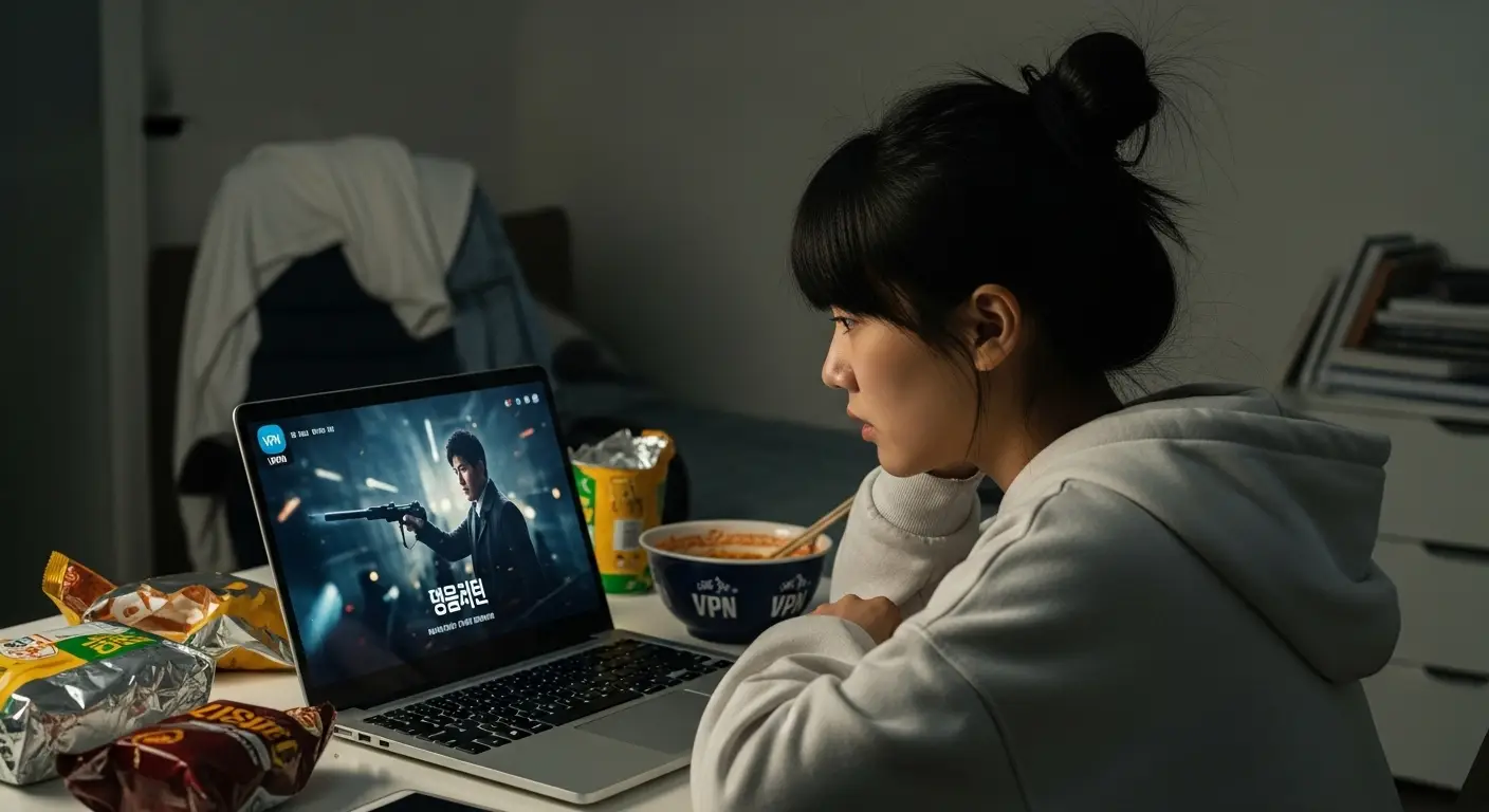 노트북으로 영화를 시펑하는 여성