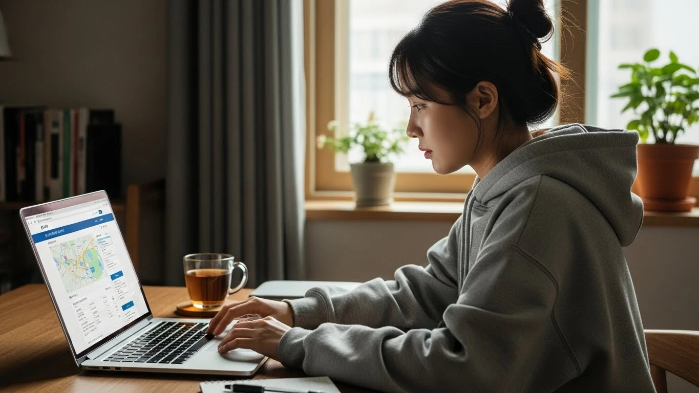 임대주택을 검색하는 여성