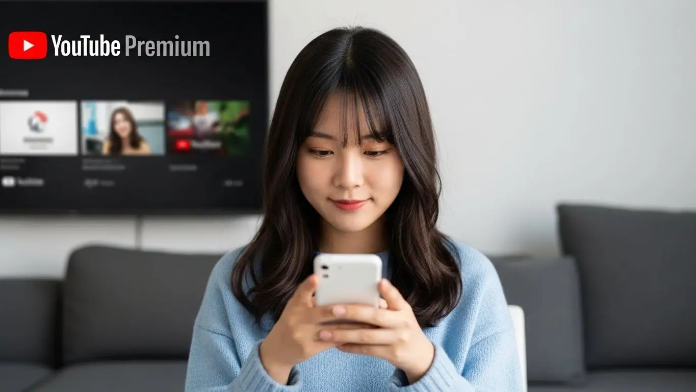 유튜브를 감상하는 여성