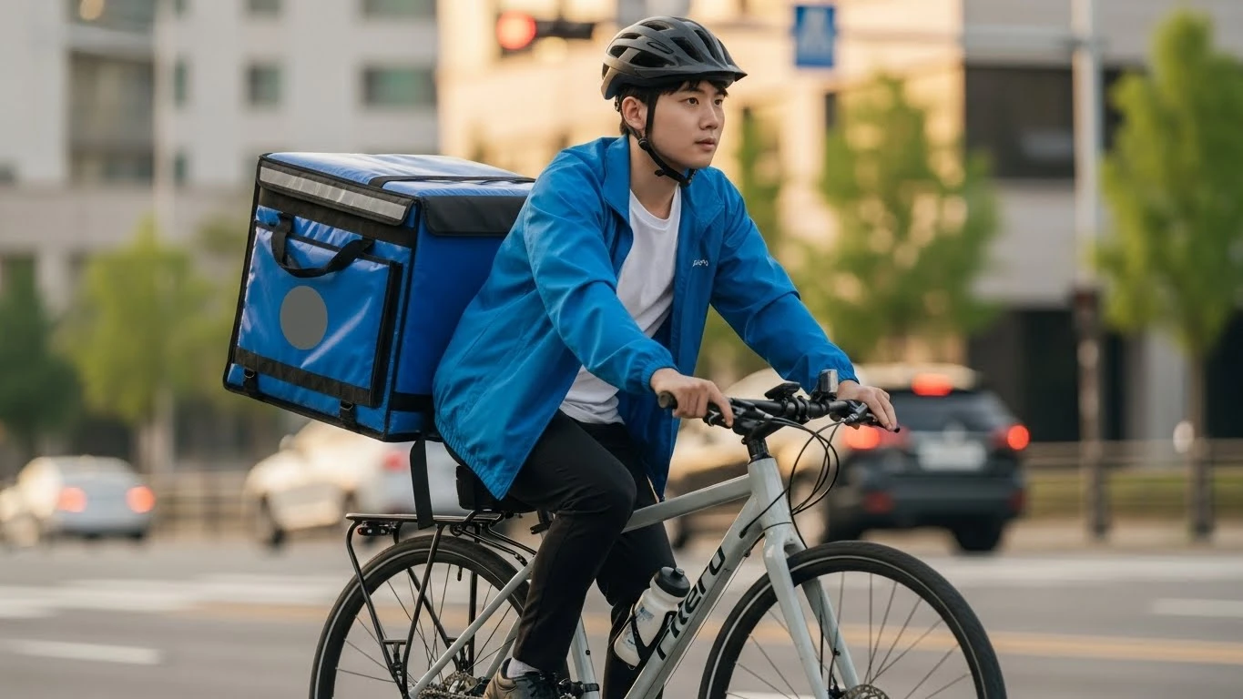 음식 배달을 하는 남성