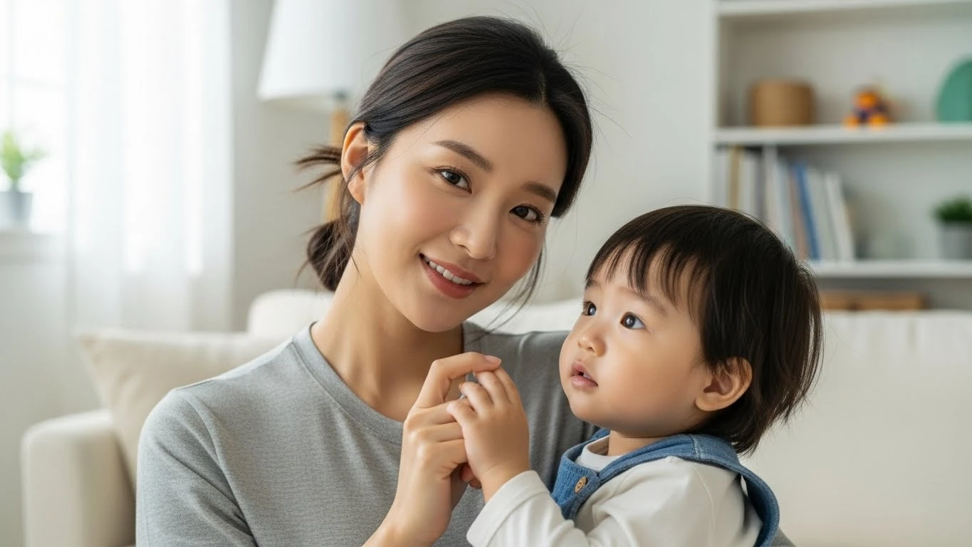 아이를 돌보는 여성