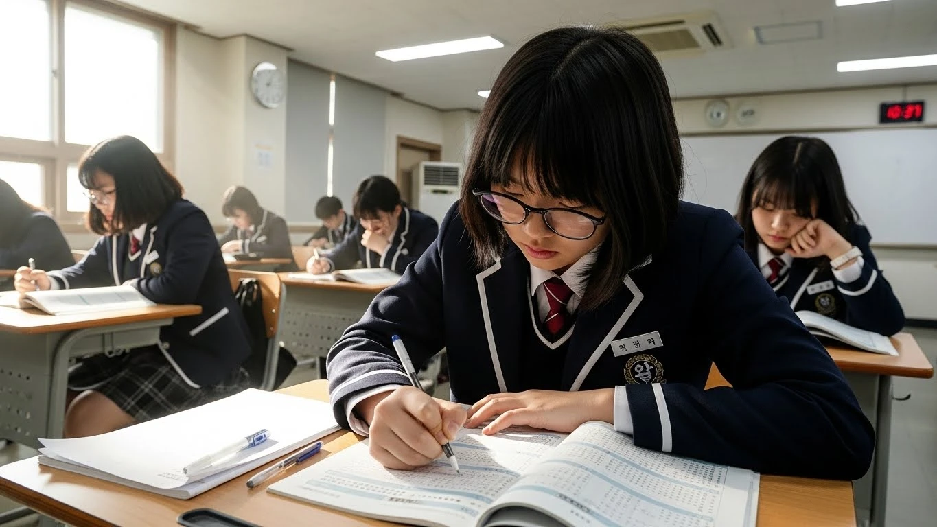 대입 시험을 치르는 고등학생