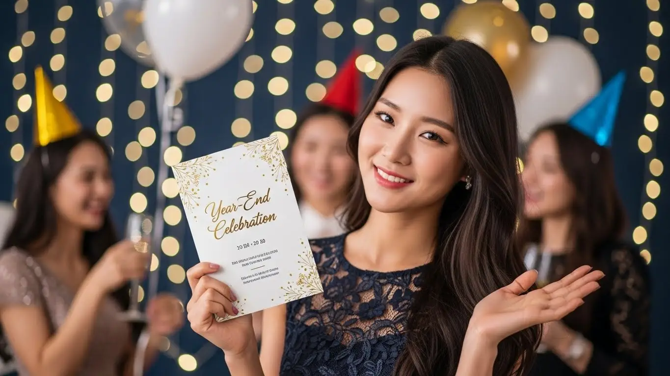 초대장을 들고 있는 여성