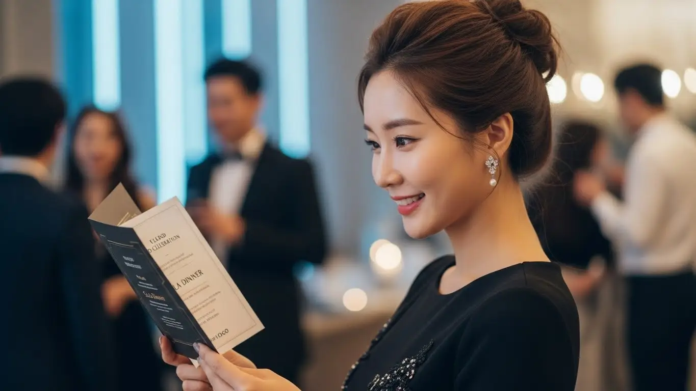 초대장을 들고 있는 여성