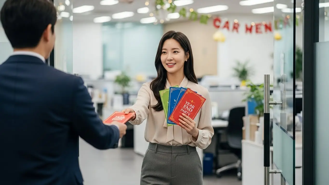 초대장을 전달하는 여성