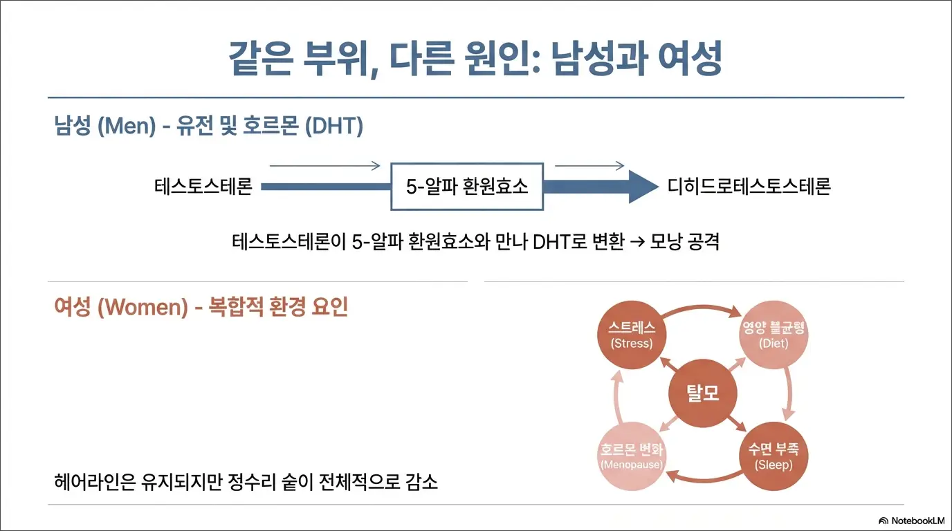 남자, 여자 정수리 탈모 원인
