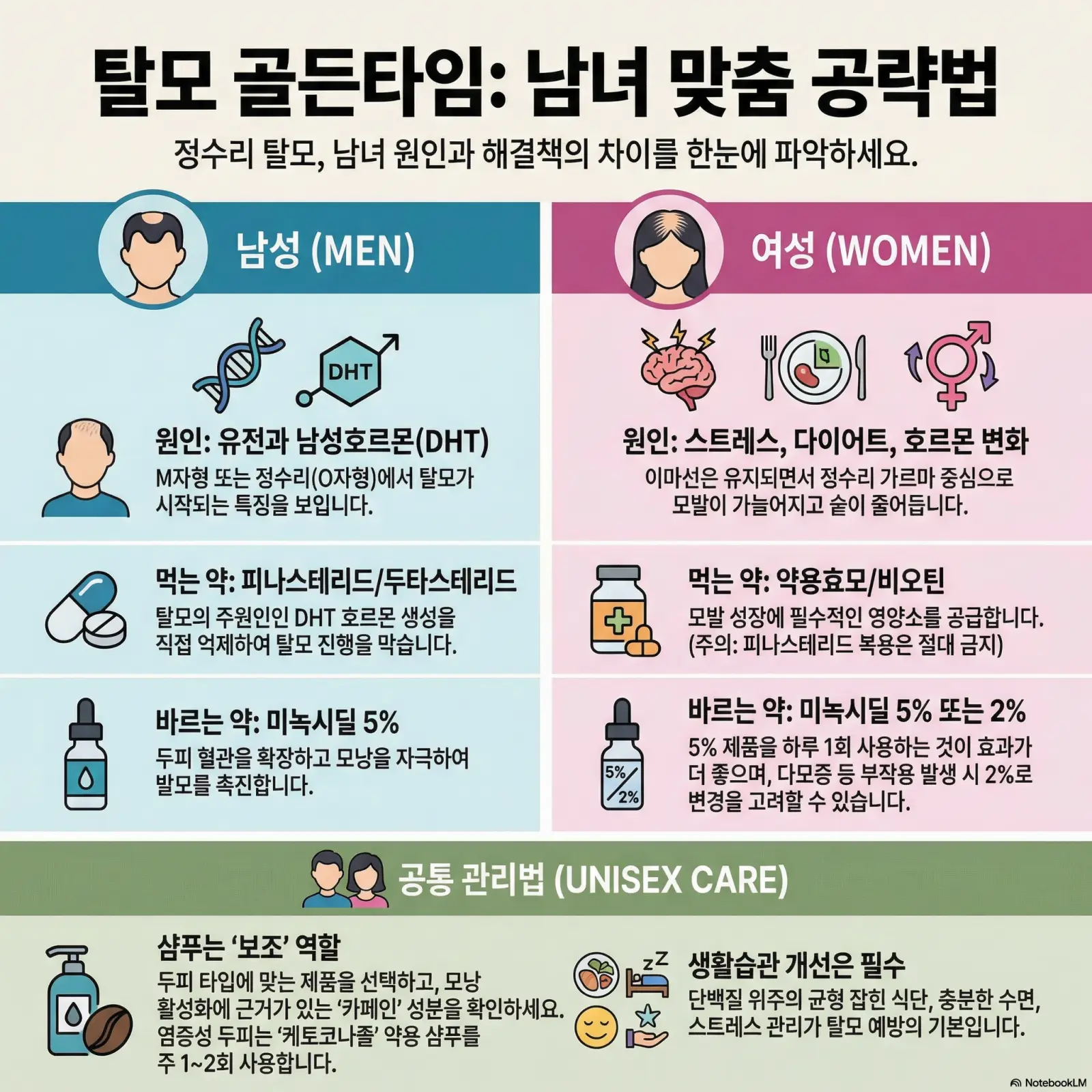 남자, 여자 정수리 탈모 원인