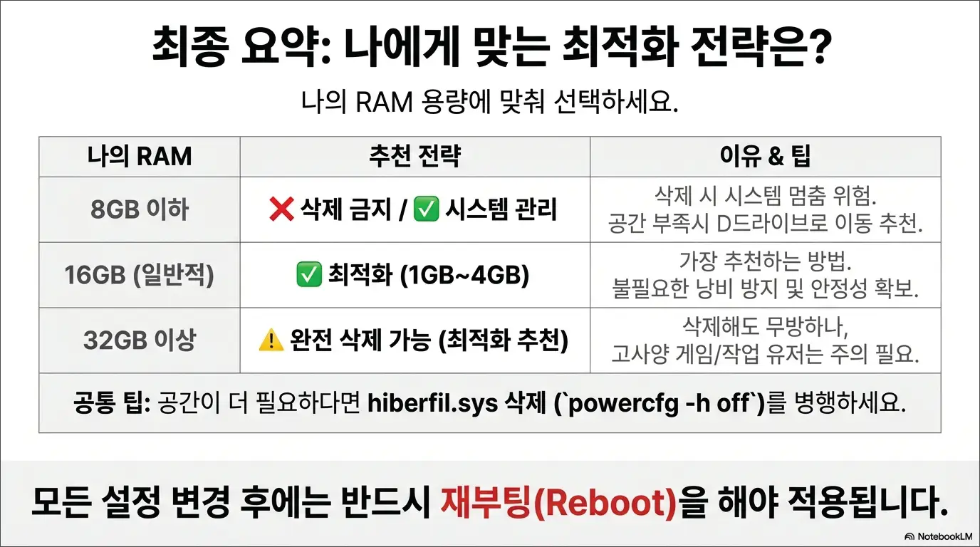 pagefile.sys 파일 삭제