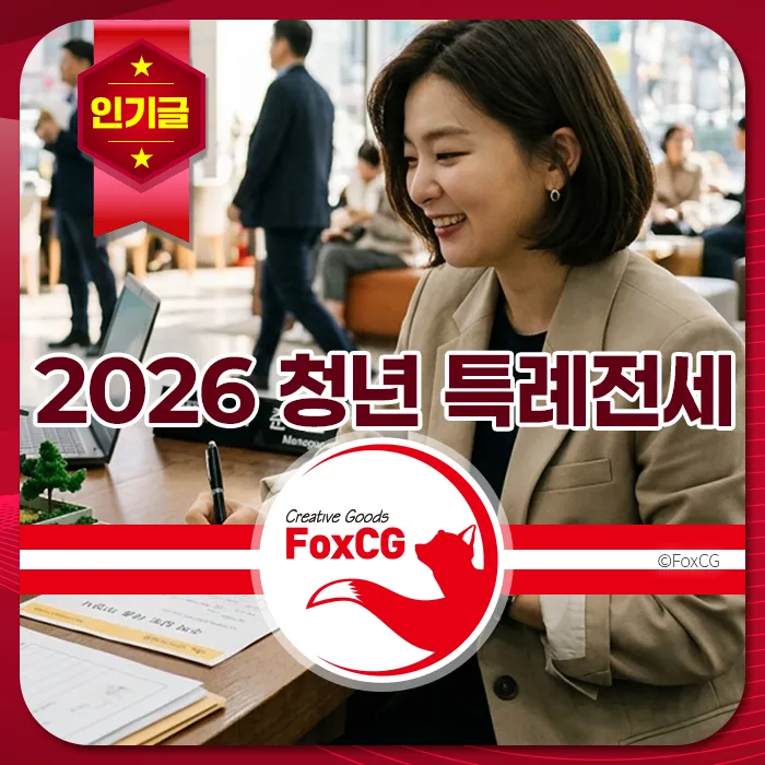 청년, 특례전세, 인기글, 상담, 노트북 키워드 포함. 밝은 카페 분위기에서 여성 청년이 미소 지으며 상담하는 모습이 강조된 2026 청년 특례전세 안내.