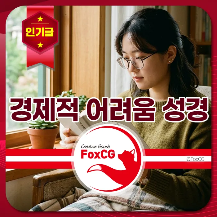 핵심 키워드: 경제적 어려움, 독서, 여성, 창가, 인기글 따스한 창가에서 경제적 어려움과 성경 주제의 책을 읽는 안경 쓴 여성이 담요를 덮고 집중하는 모습