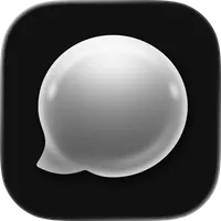 흑색 배경에 위치한 흰색의 말풍선 아이콘, 메시지 및 소통을 상징하는 디자인.