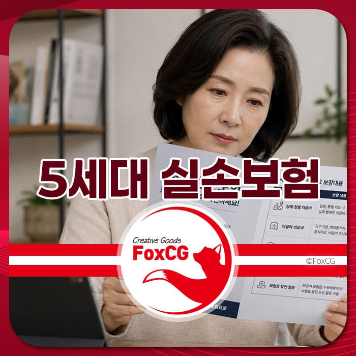 50대 여성이 5세대 실손보험의 보장 내용을 검토하고 있는 모습. 실손보험 관련 정보와 보험료에 대한 관심을 나타내는 이미지.