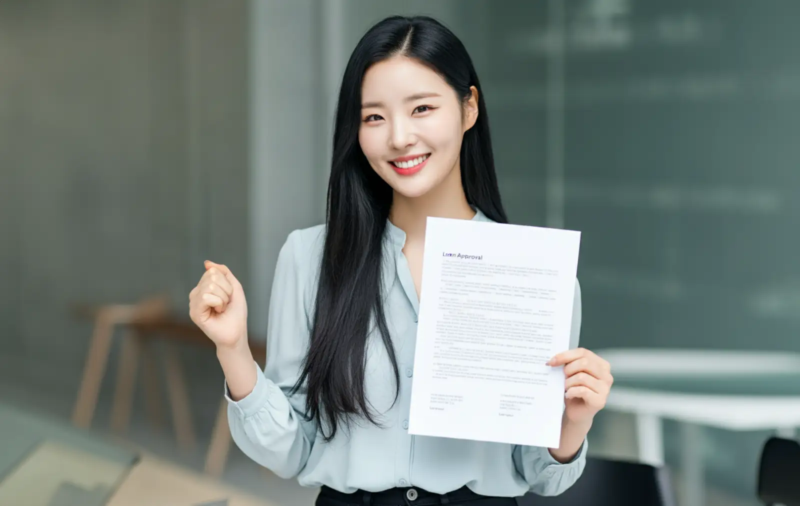 기뻐하는 젊은 여성 (AI 이미지)