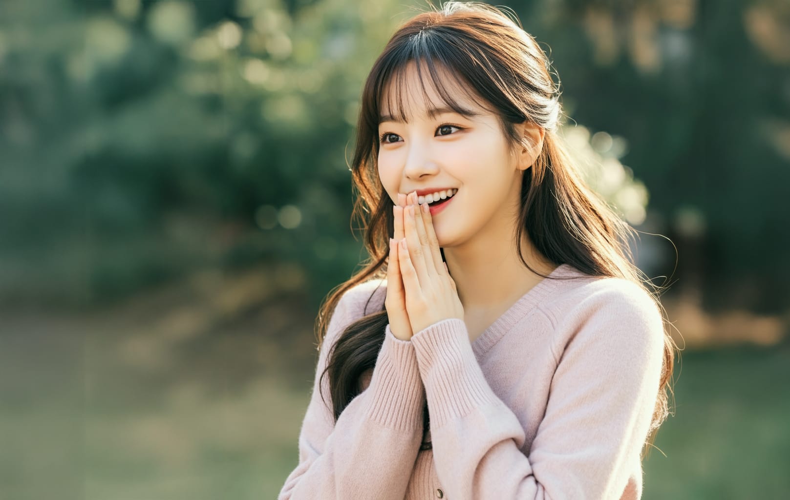 기뻐하는 여성