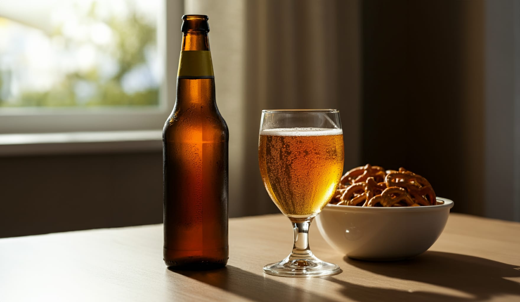맥주병과 술잔