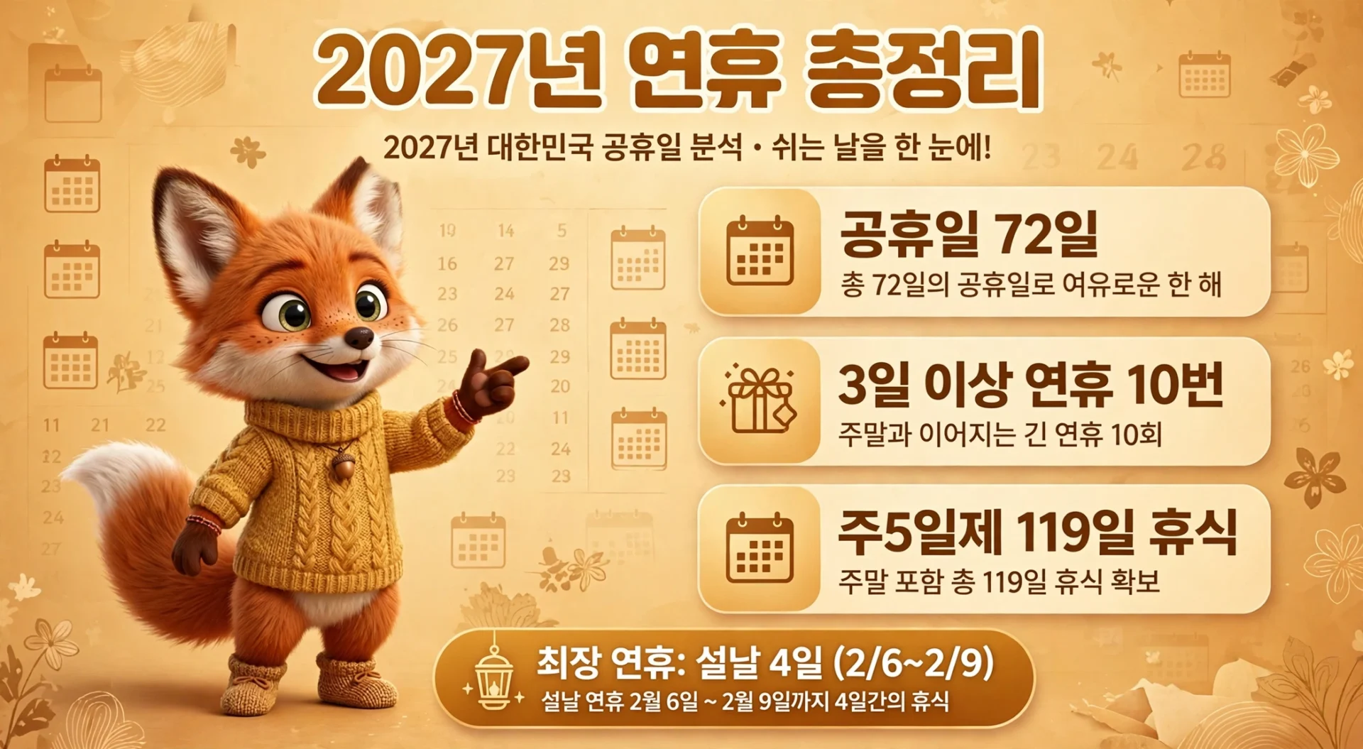 2027년 연휴 10차례 요약 안내 이미지