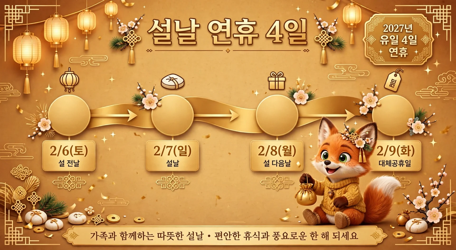 2027년 설날 2월 6일 9일 4일 연휴 안내 이미지