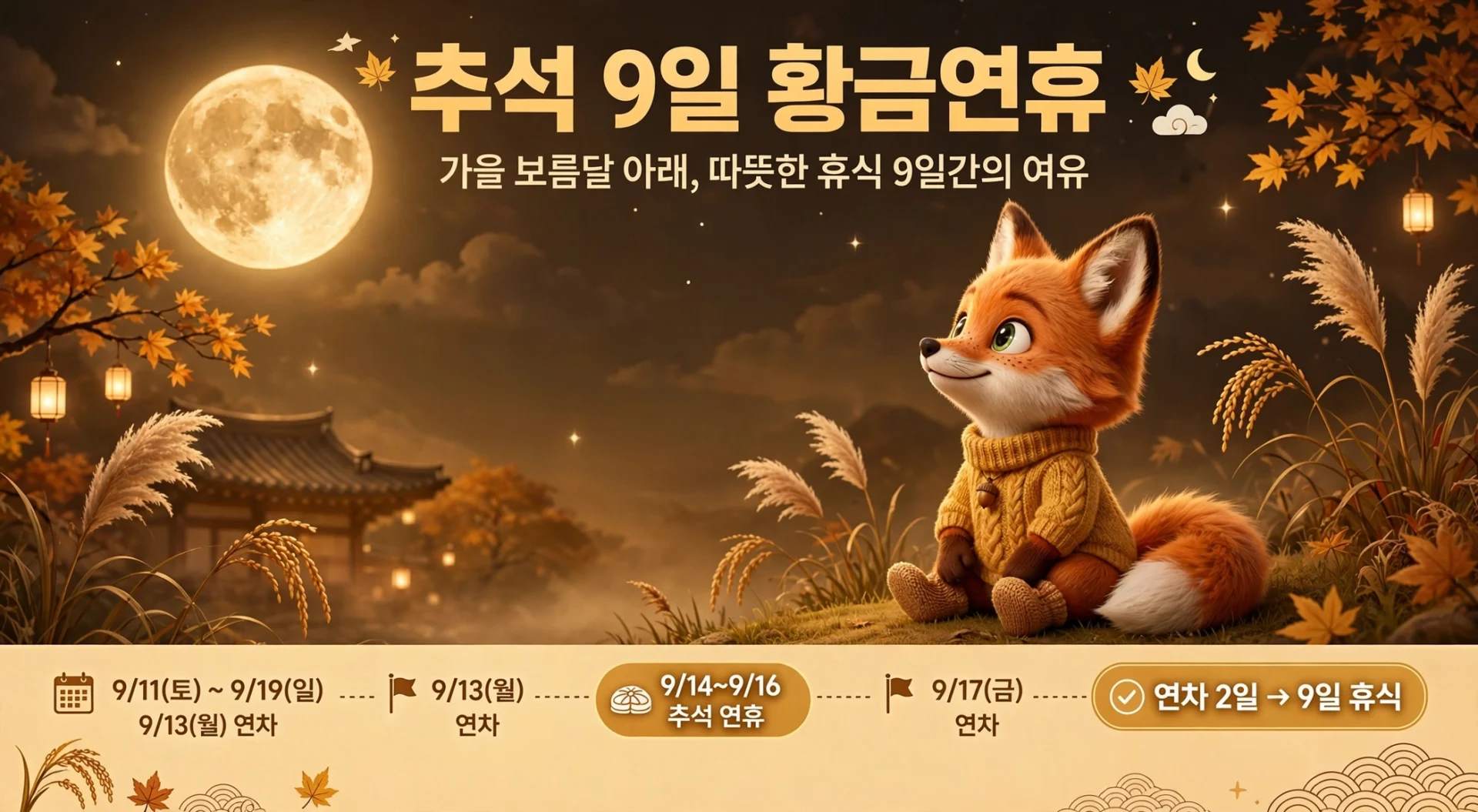 2027년 추석 9일 황금연휴 안내 이미지