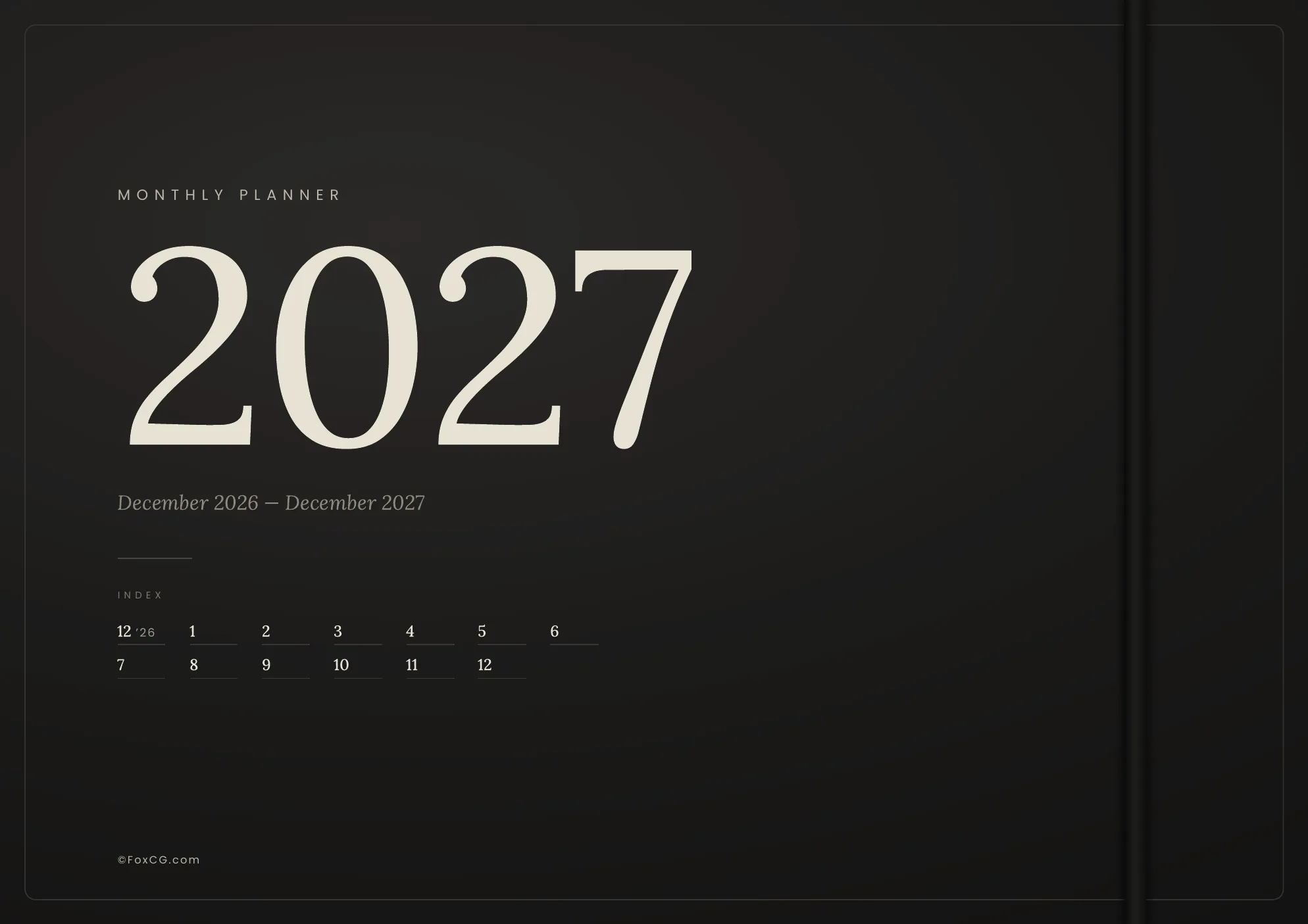 2027 먼슬리 플래너 PDF 무료 다운로드 A4 가로 표지 미리보기