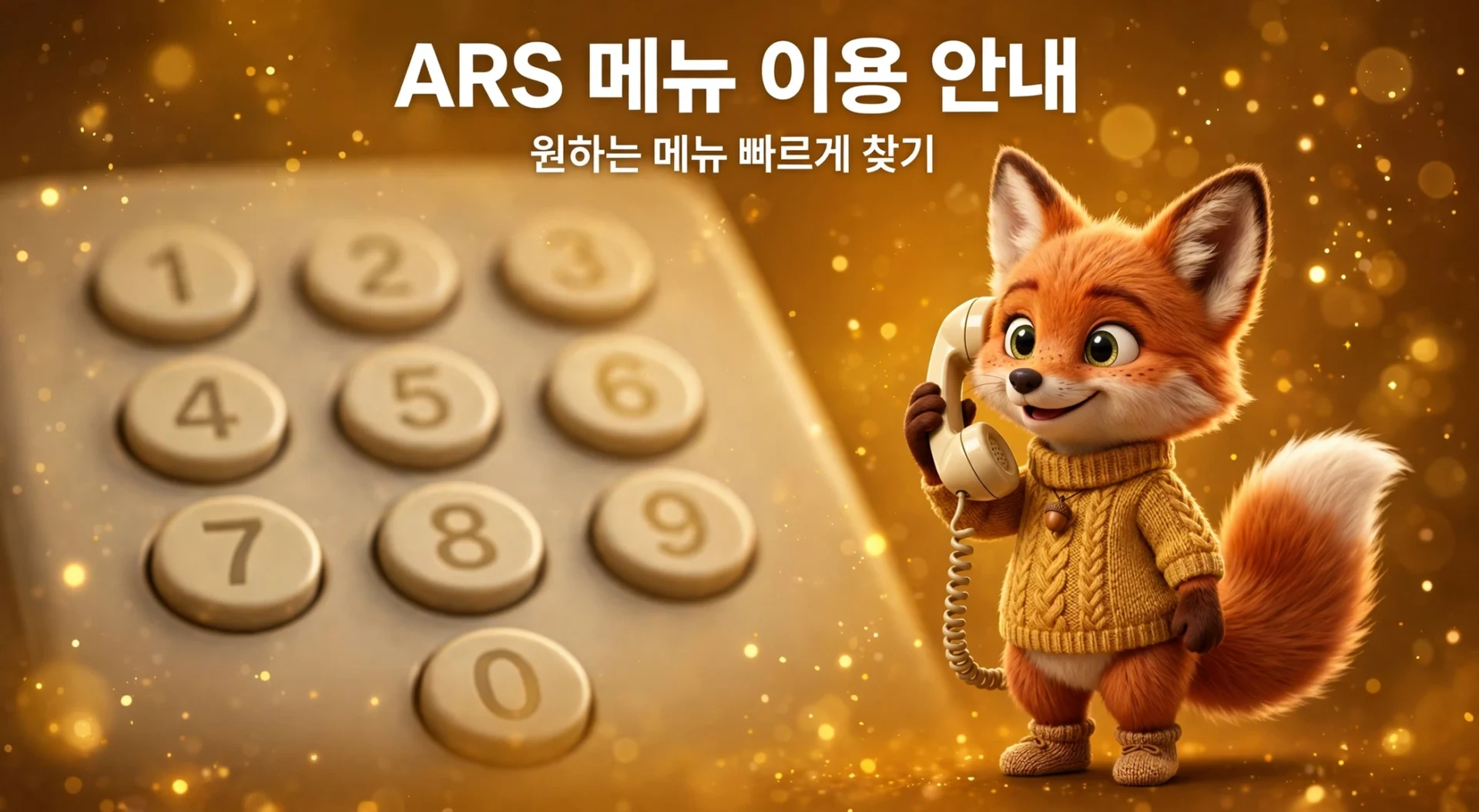 BC카드 고객센터 상담원 연결 ARS 메뉴 안내 이미지 (전화 키패드를 든 여우)