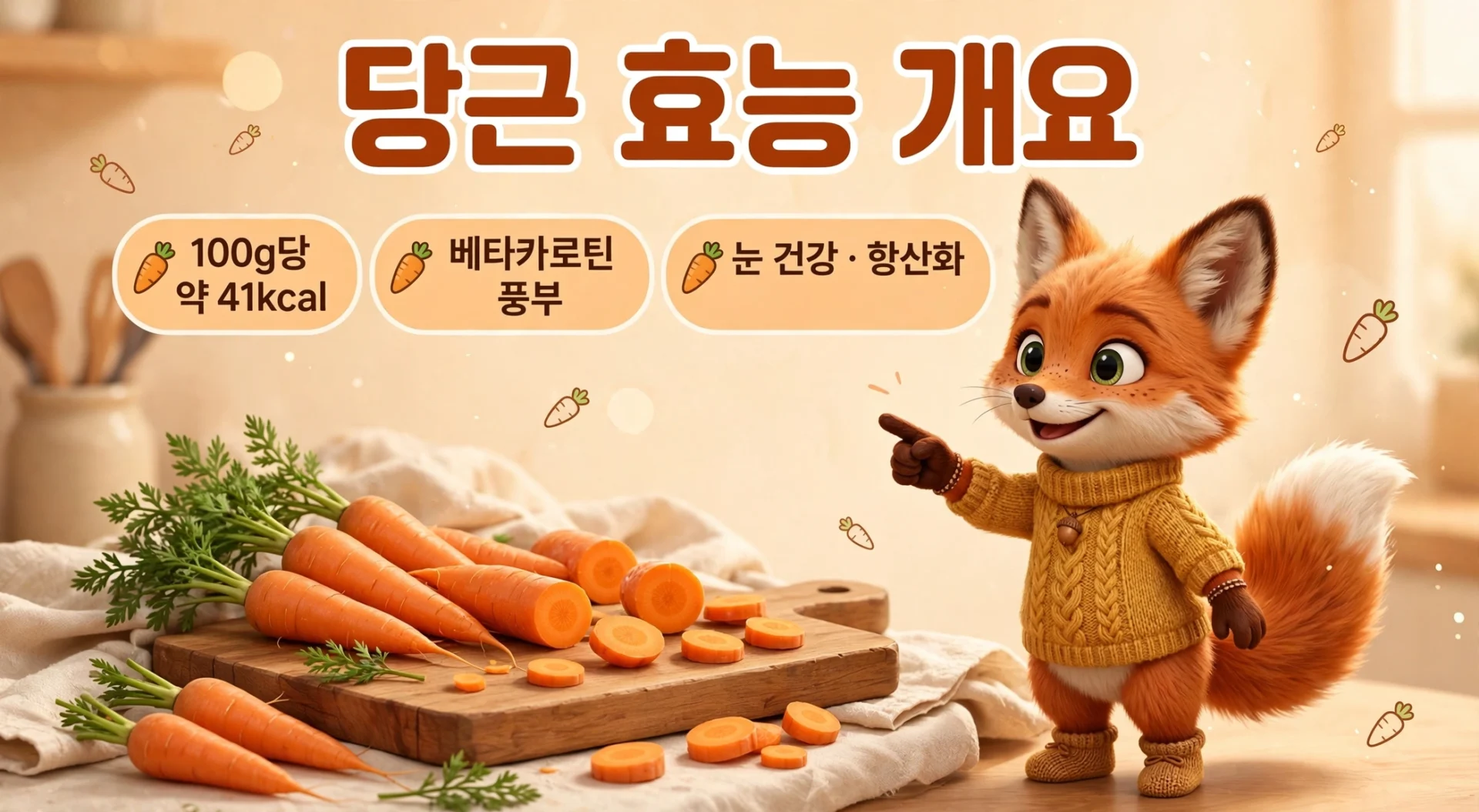 당근 효능 개요 — 100g당 약 41kcal