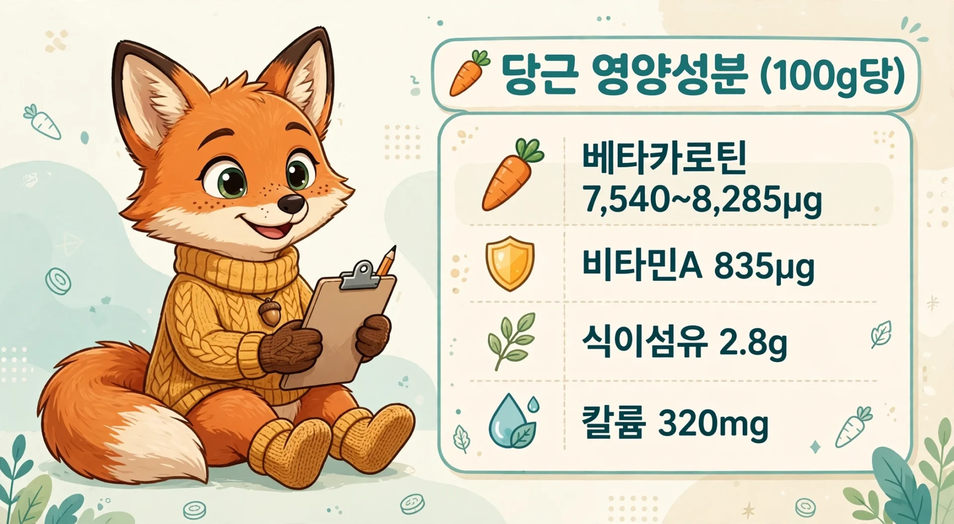 당근 영양성분 — 베타카로틴 비타민A 식이섬유 칼륨