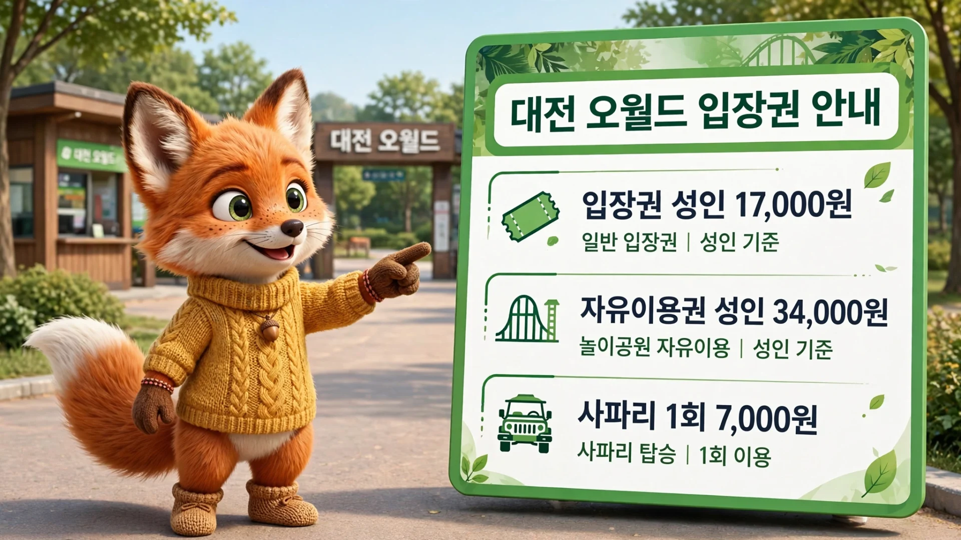 대전오월드 요금표 안내