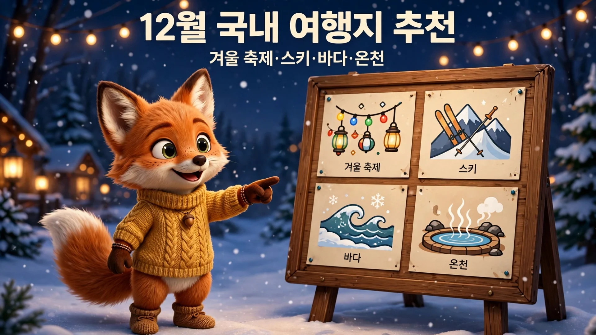 12월 국내 여행지 추천 - 겨울 축제, 스키, 겨울바다, 온천 테마 한눈에 보기