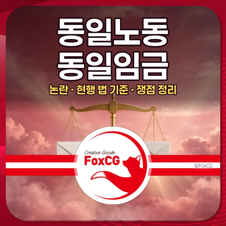 동일노동 동일임금 논란 썸네일 — 저울과 제목