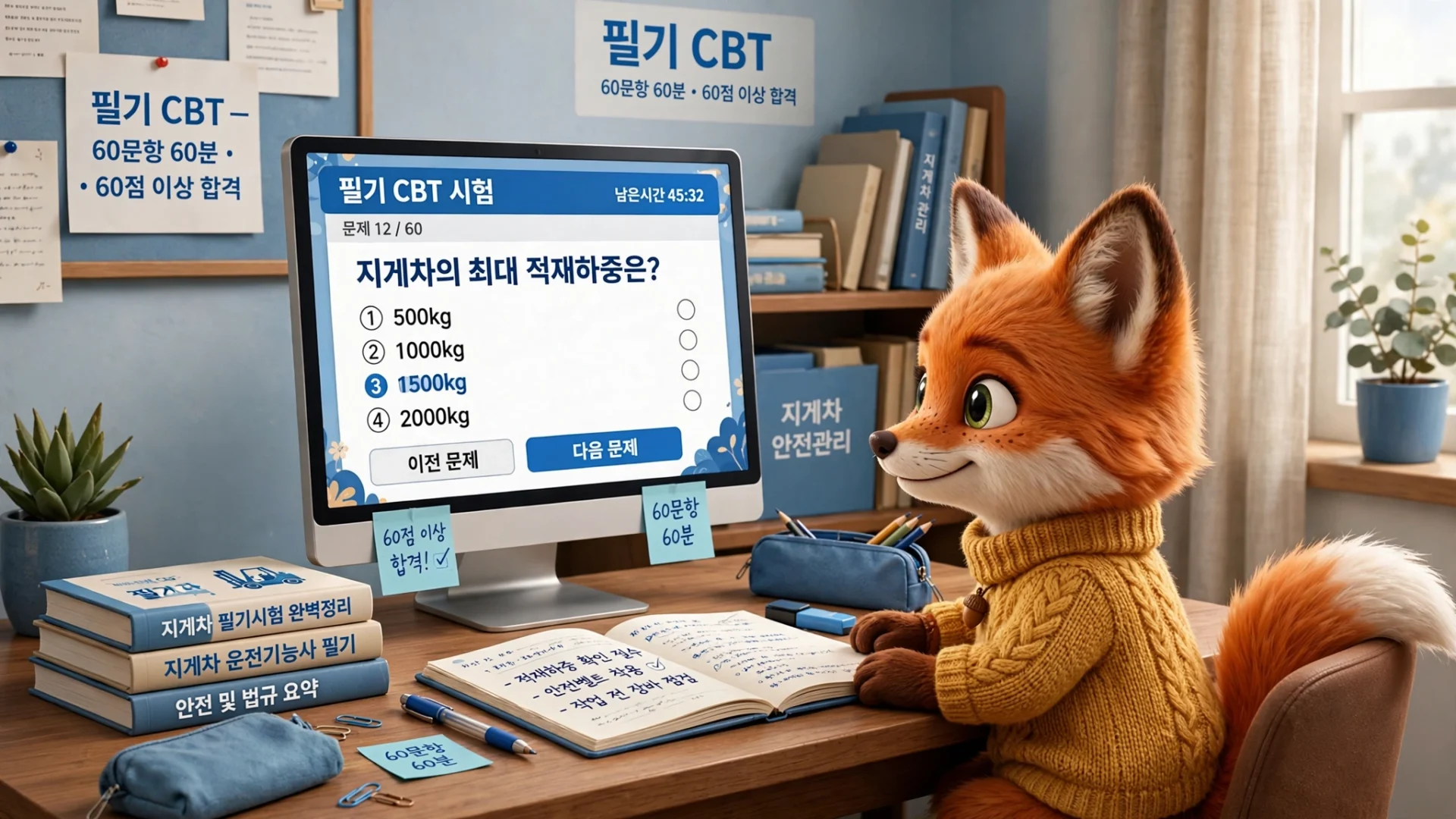 지게차 필기 CBT 60문항 60분 60점