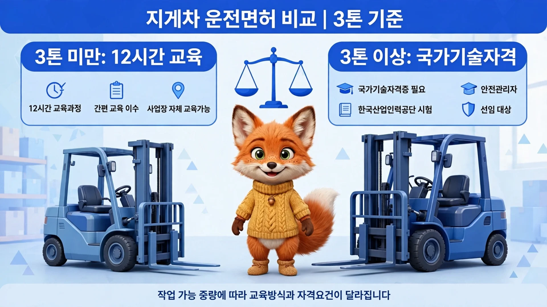 3톤 미만 12시간 교육 vs 3톤 이상 국가기술자격