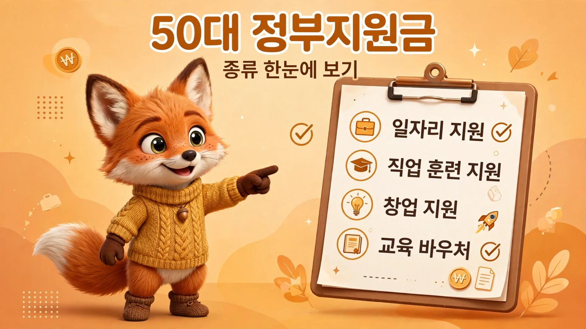 50대 정부지원금 종류 한눈에 보기