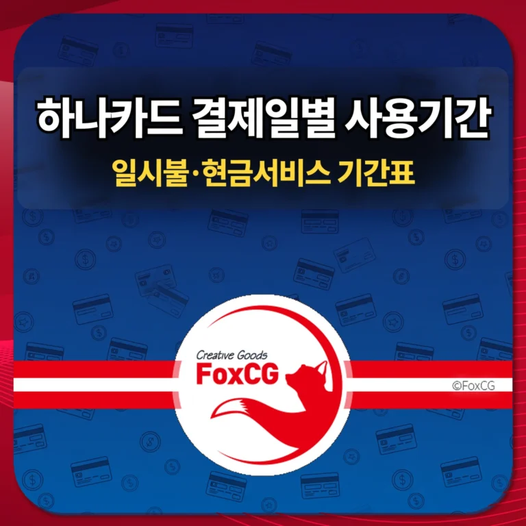 하나카드 결제일별 사용기간 썸네일 — 파란 배경에 하나카드 결제일별 사용기간 텍스트