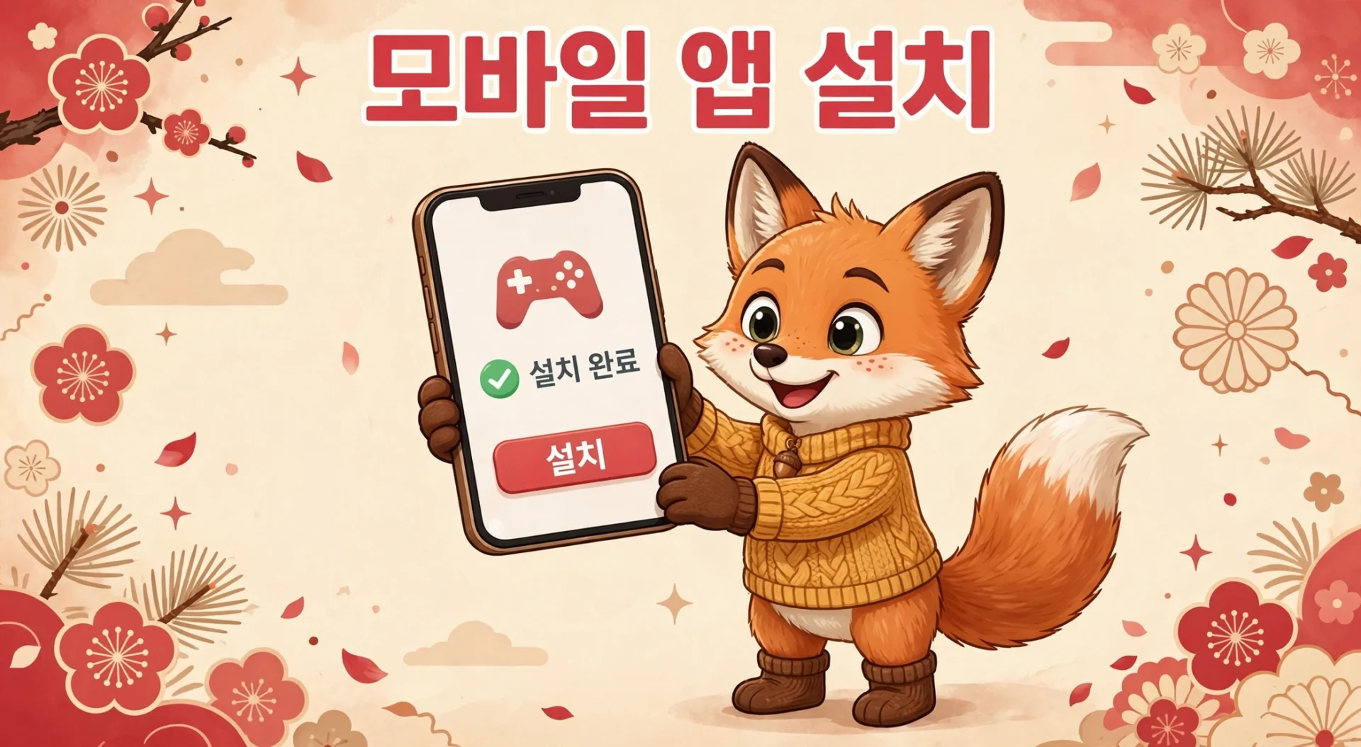 한게임 신맞고 모바일 앱 설치 안내 일러스트