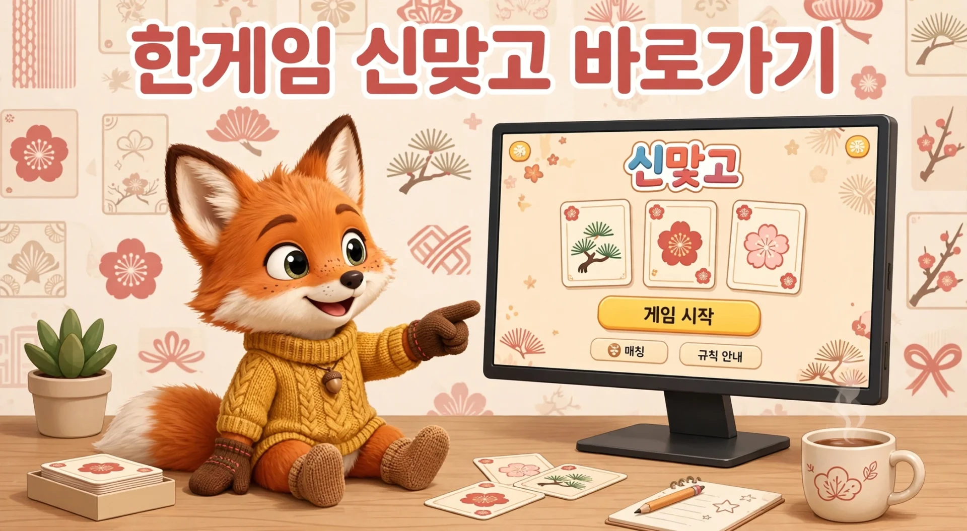 한게임 신맞고 바로가기 PC 접속 안내 일러스트