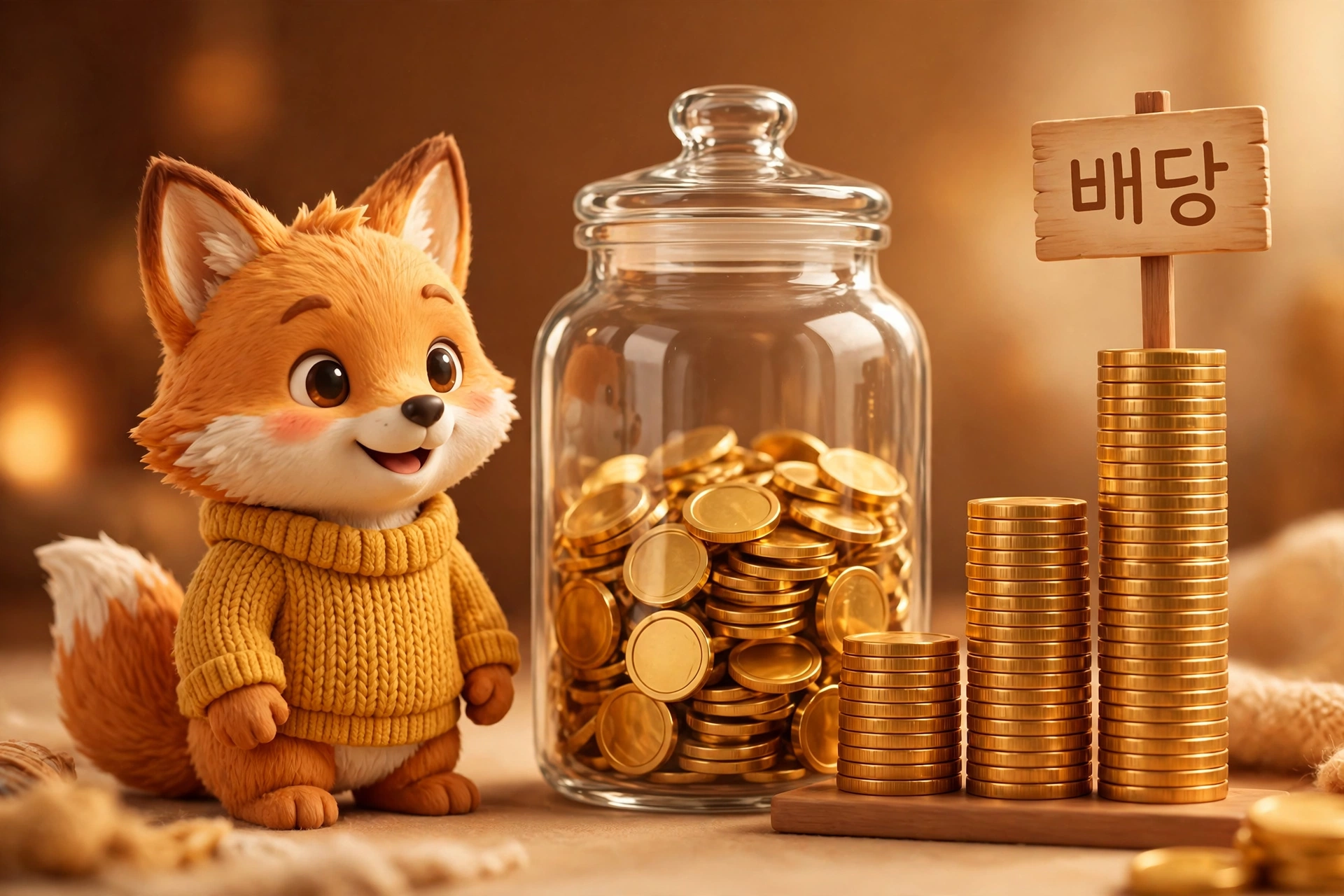 고배당주 개념 안내 — 배당금과 여우 캐릭터