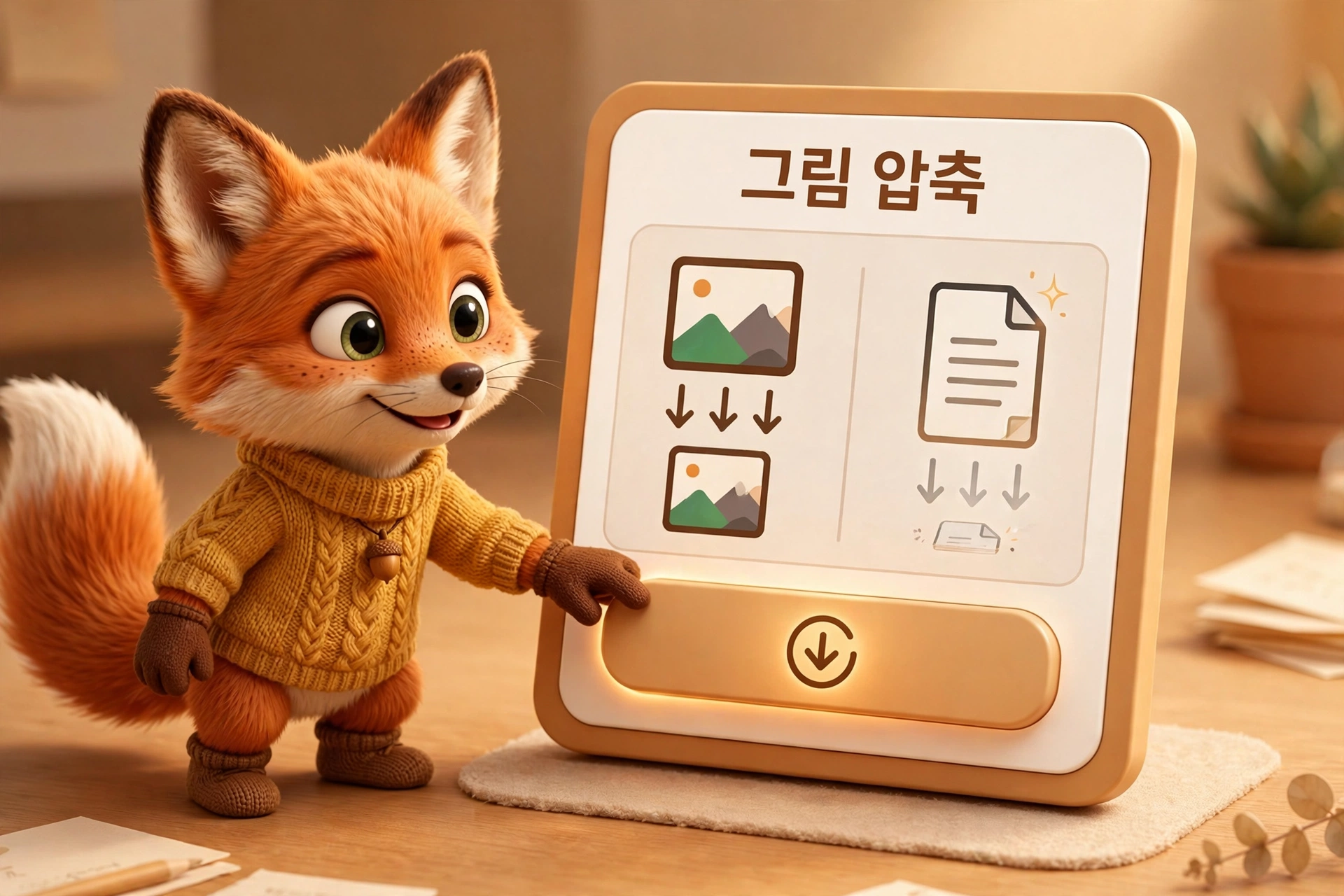 한글파일 용량 줄이기 그림 압축 설정 안내 일러스트