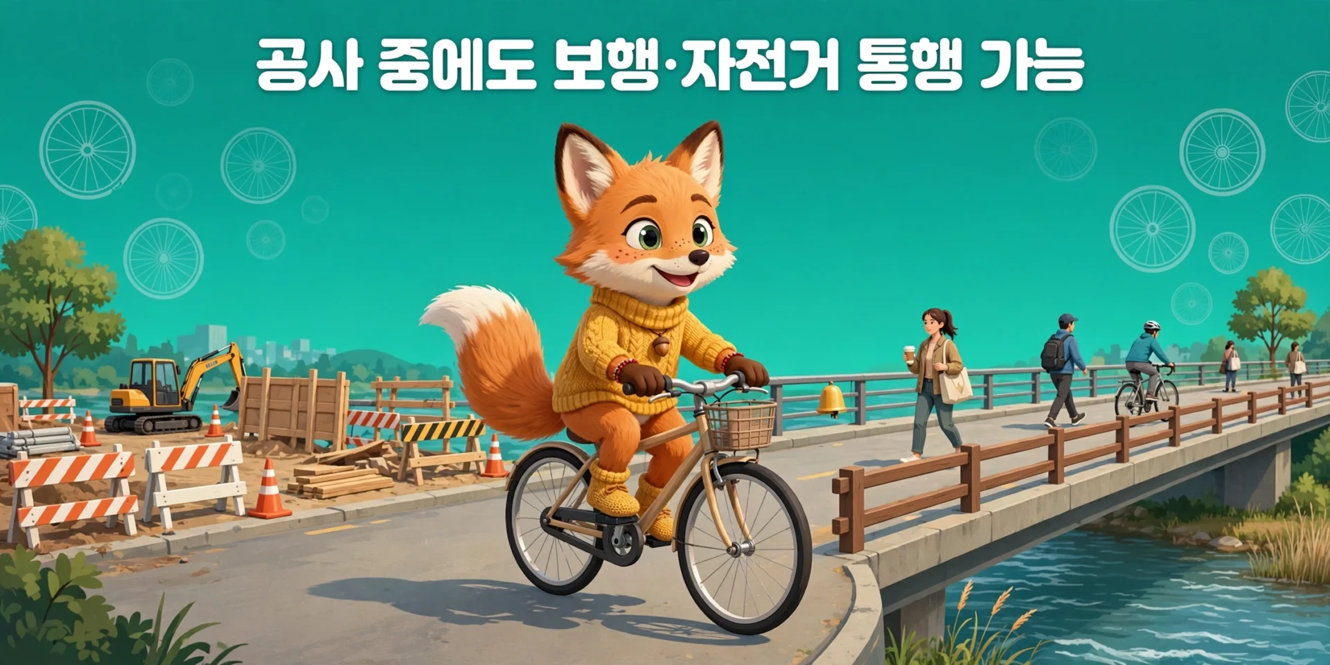 잠수교 공사 중 보행자 자전거 통행 안내 이미지