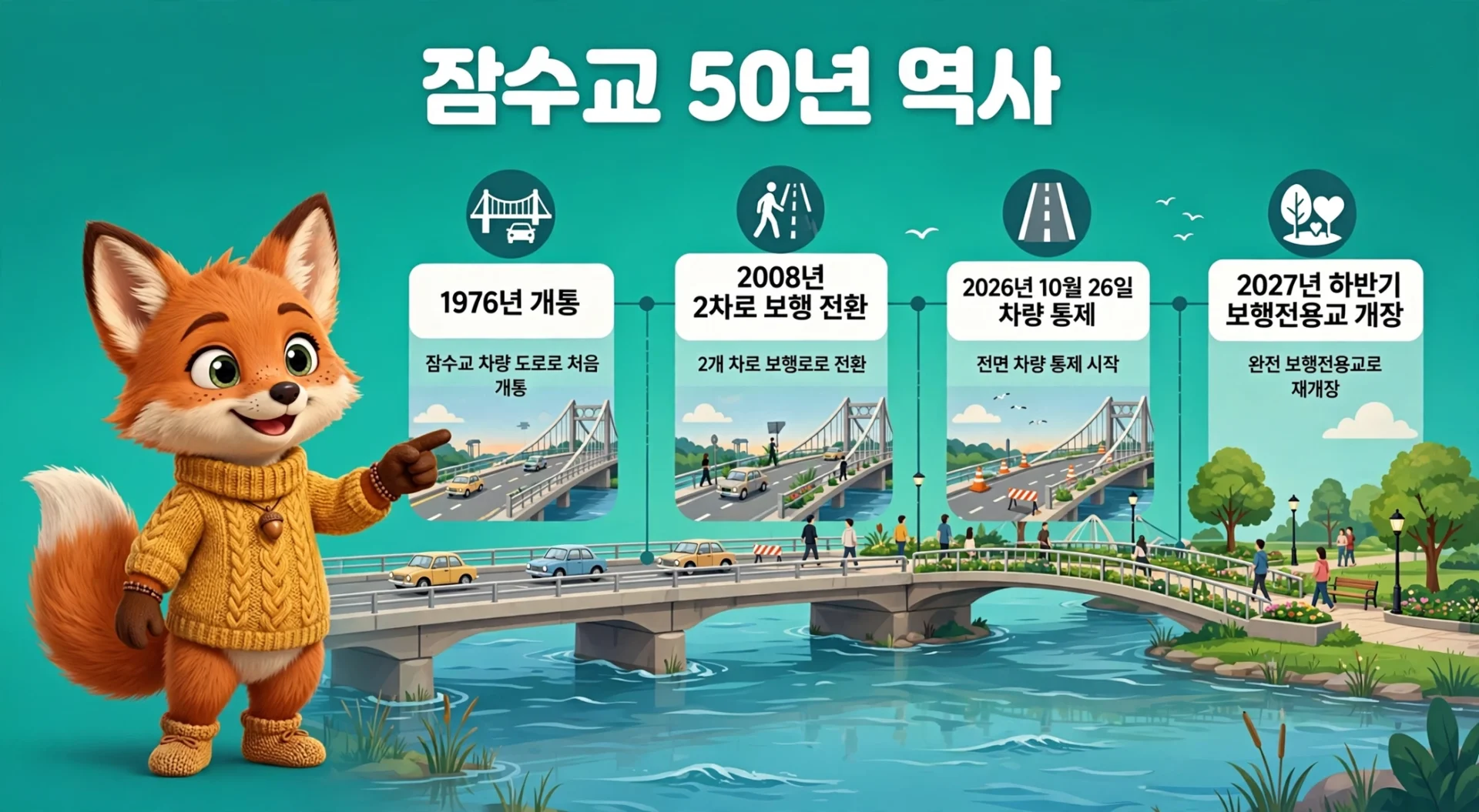잠수교 50년 역사 안내 이미지