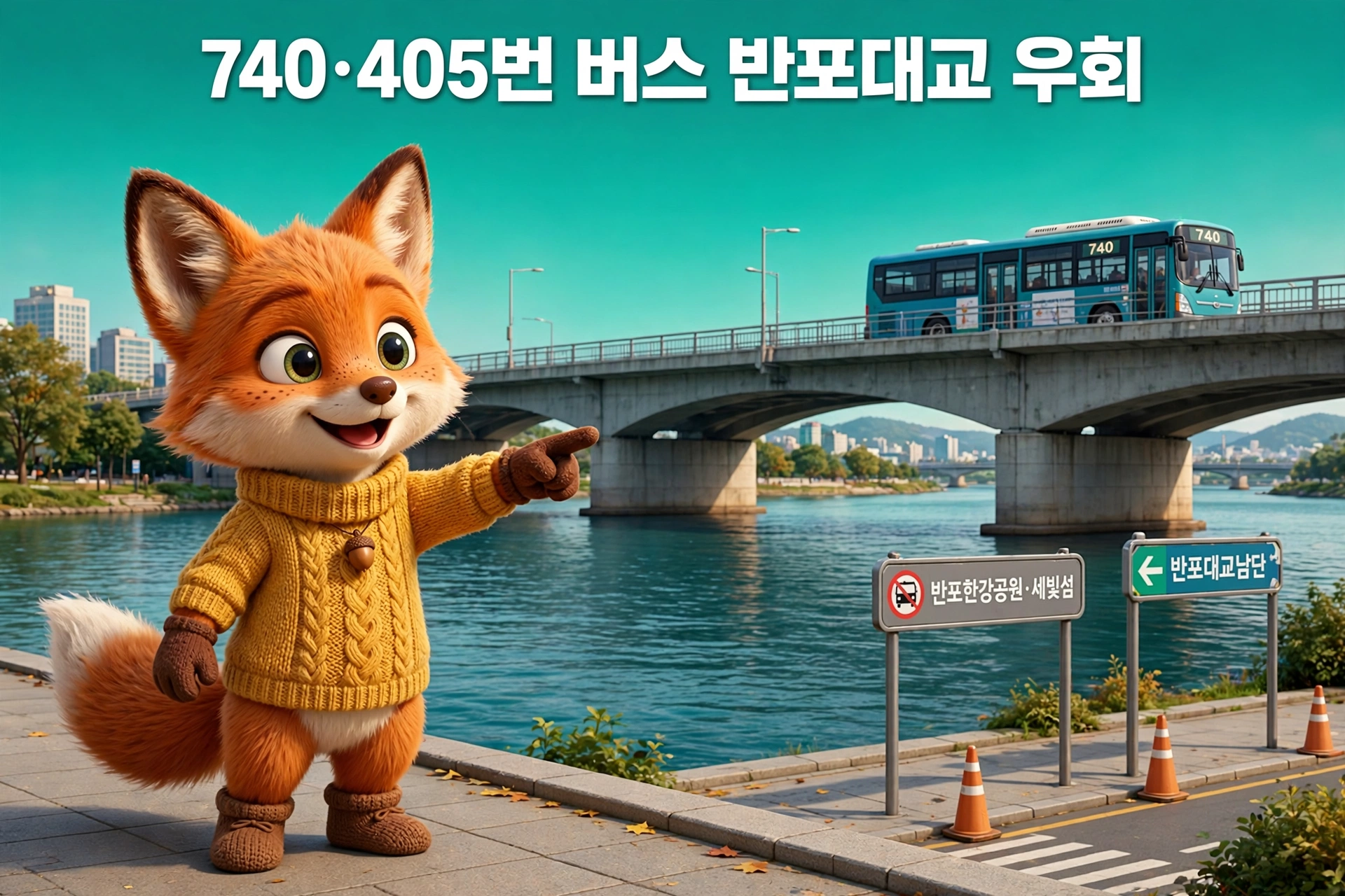 잠수교 버스 우회 운행 안내 이미지