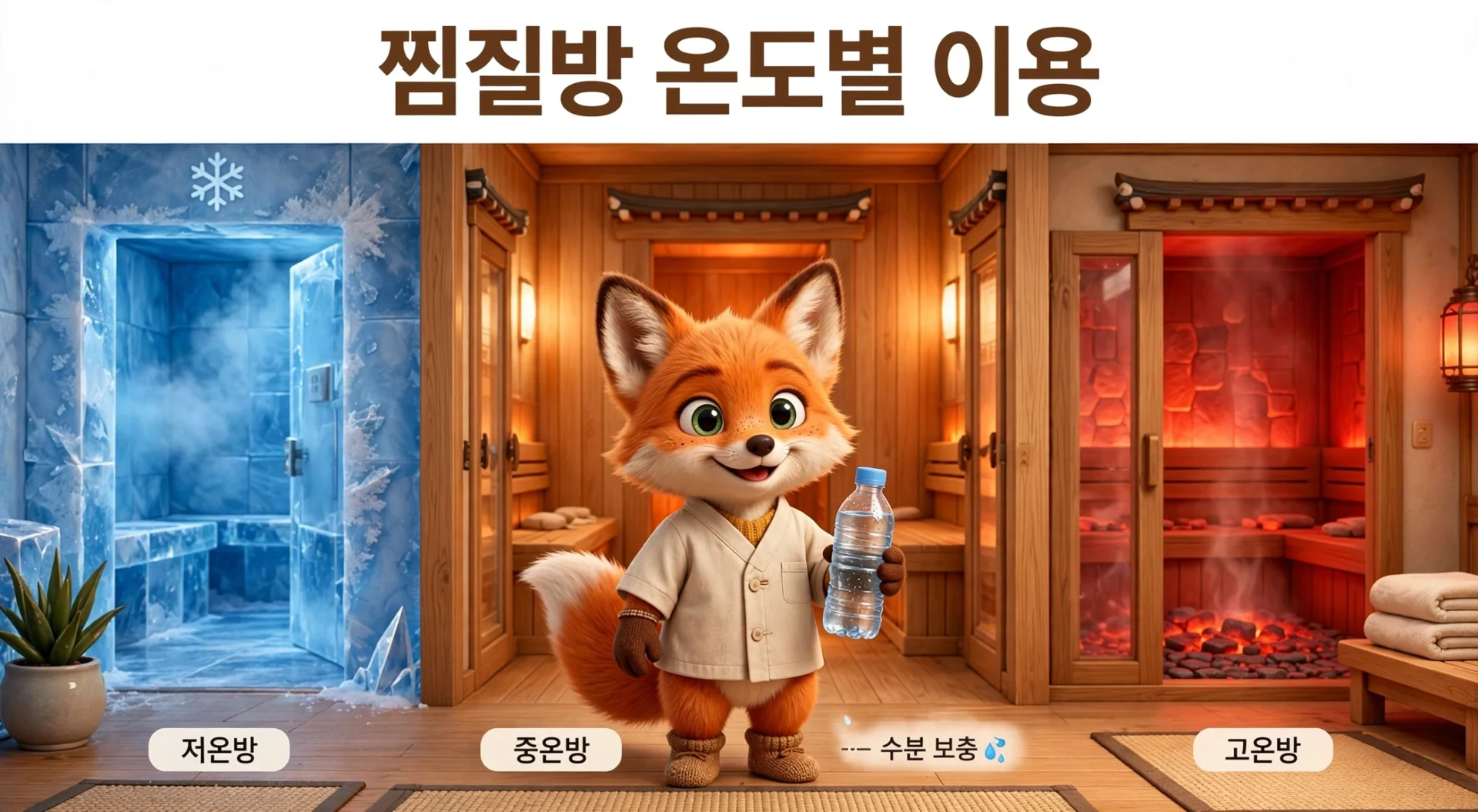 찜질방 온도별 이용 (저온방·중온방·고온방·수분 보충)