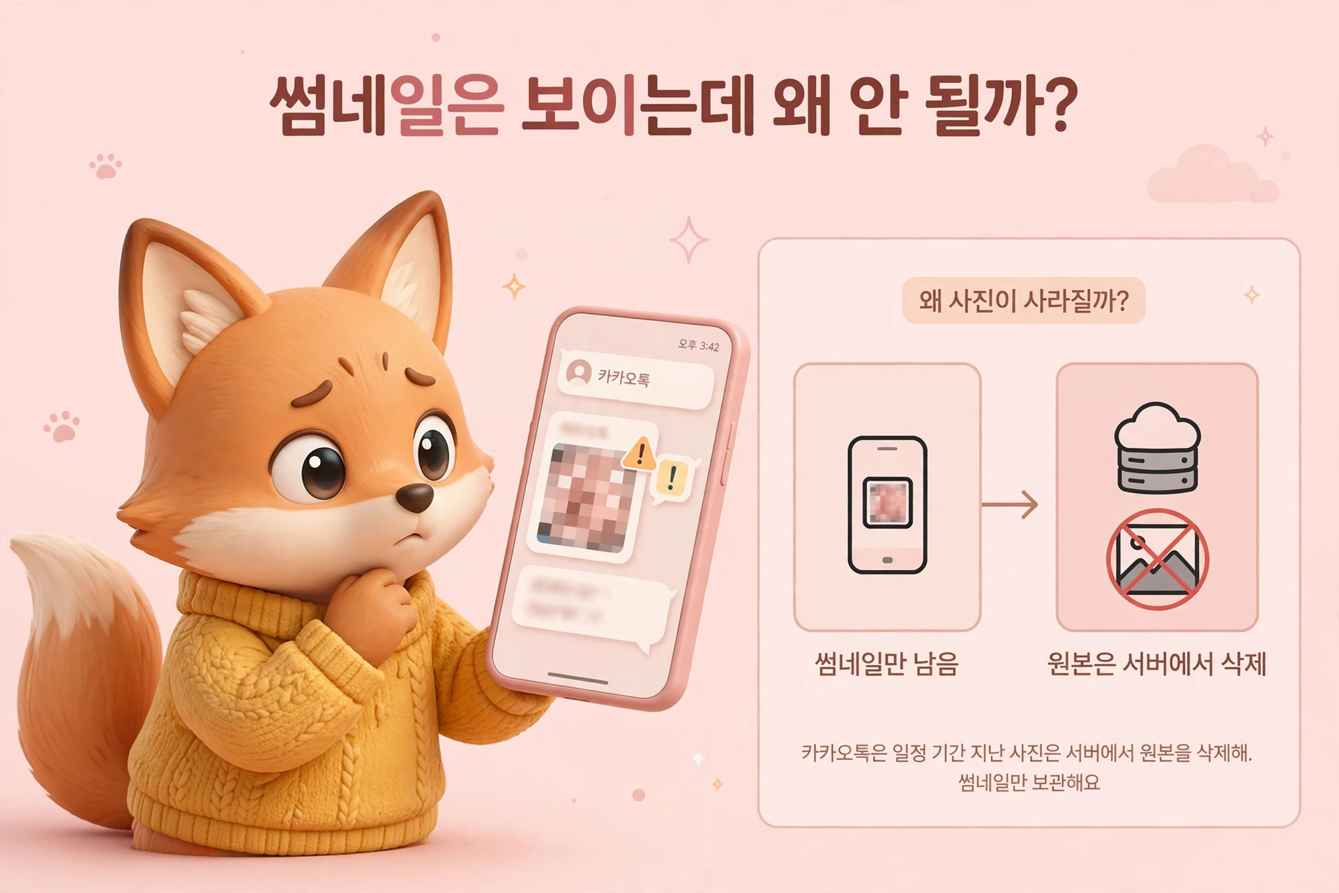 카톡 사진이 만료되는 원리 — 썸네일은 남고 원본은 서버에서 삭제