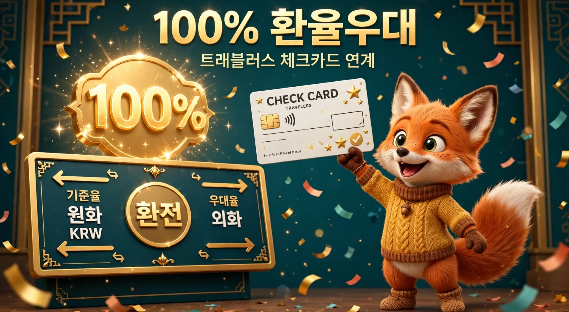 100% 환율우대 트래블러스 체크카드 연계